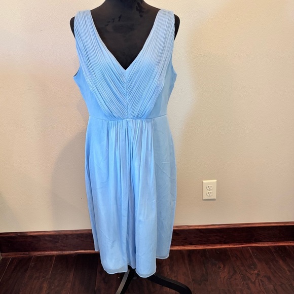 J Crew Louisa Midi Dress,100% Silk,Baby Blue,FairyCore Balletcore Y2K Bridesmaid - Picture 1 of 12